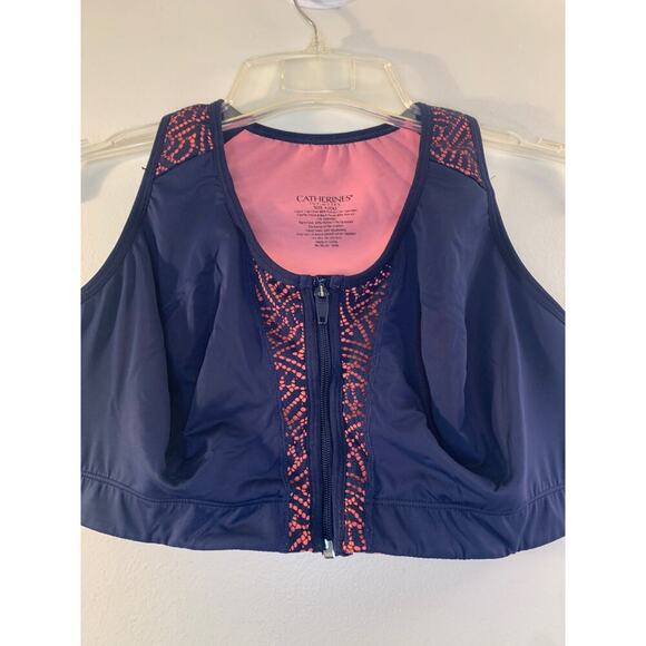 MAIDENFORM Women’s Blue Pink Front Zip Sports Bra / Size: 42DD - Picture 5 of 7